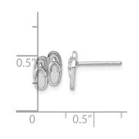 Sterling Silver Rhodium-Plated Polished Double Flip Flop Post Earrings