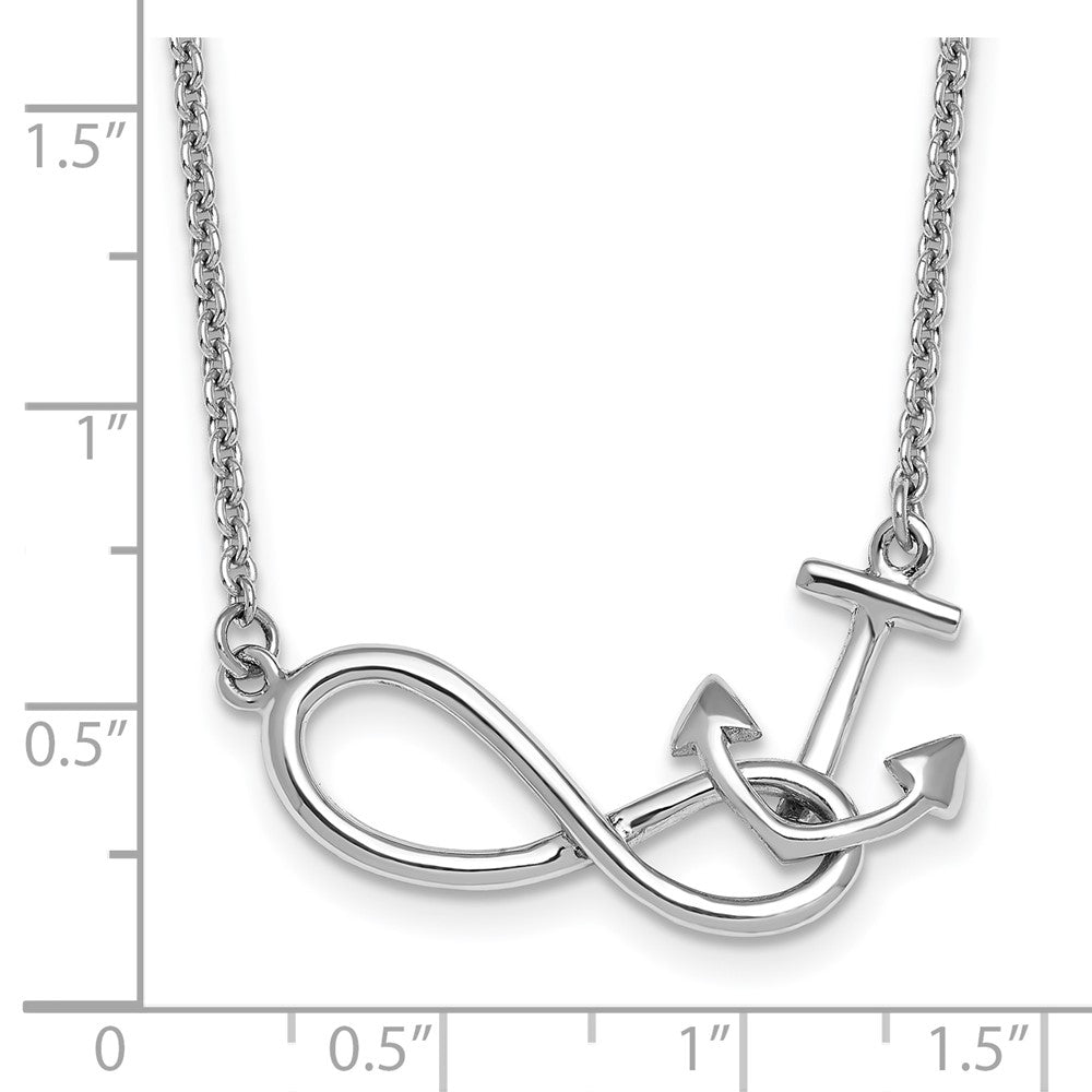 Sterling Silver Rhodium-Plated Anchor & Eternity Symbol 17 +1in Necklace