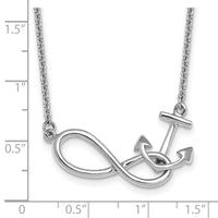 Sterling Silver Rhodium-Plated Anchor & Eternity Symbol 17 +1in Necklace