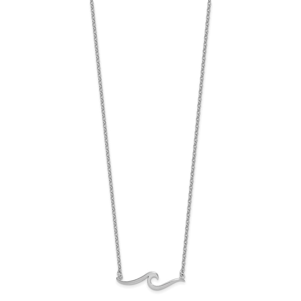 Sterling Silver Rhodium-Plated Wave 16 +2in Necklace