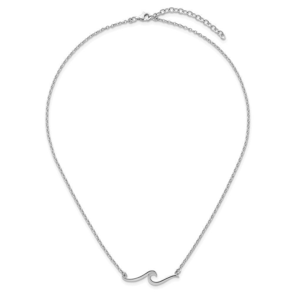 Sterling Silver Rhodium-Plated Wave 16 +2in Necklace