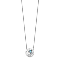 Sterling Silver Rhodium-Plated Crystal Sliding Turtle 15.5 +2in Necklace