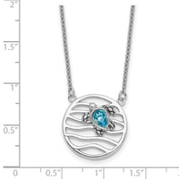 Sterling Silver Rhodium-Plated Crystal Sliding Turtle 15.5 +2in Necklace