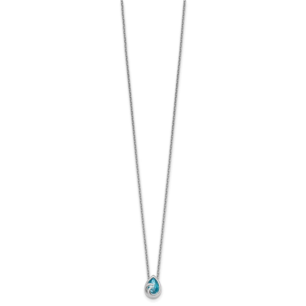 Sterling Silver RH-Plated Crystal Double Ocean Wave 16 +2in Necklace