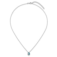 Sterling Silver RH-Plated Crystal Double Ocean Wave 16 +2in Necklace