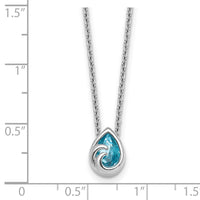 Sterling Silver RH-Plated Crystal Double Ocean Wave 16 +2in Necklace