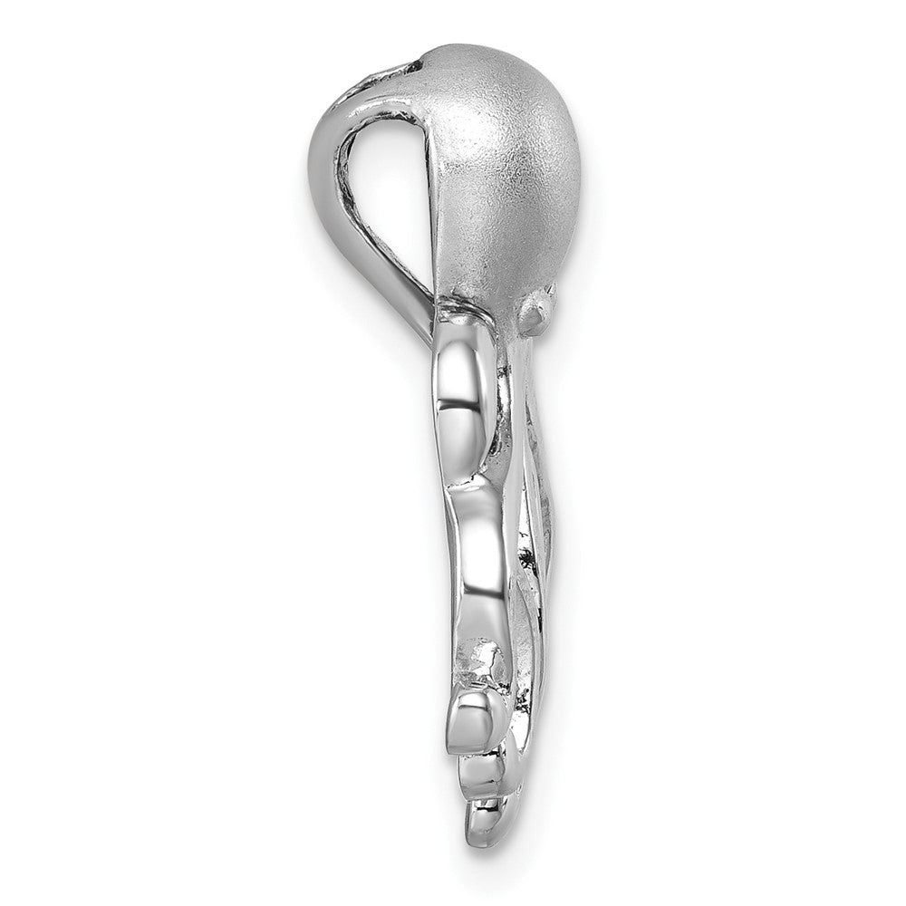Sterling Silver Rhodium-Plated Polished & Brushed Octopus Chain Slide