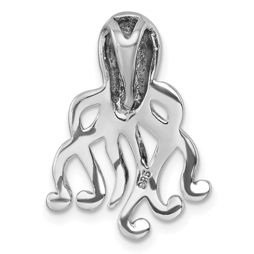 Sterling Silver Rhodium-Plated Polished & Brushed Octopus Chain Slide