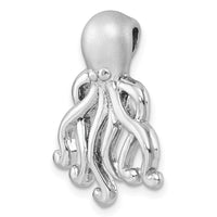 Sterling Silver Rhodium-Plated Polished & Brushed Octopus Chain Slide