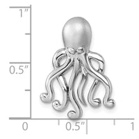 Sterling Silver Rhodium-Plated Polished & Brushed Octopus Chain Slide