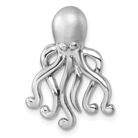 Sterling Silver Rhodium-Plated Polished & Brushed Octopus Chain Slide