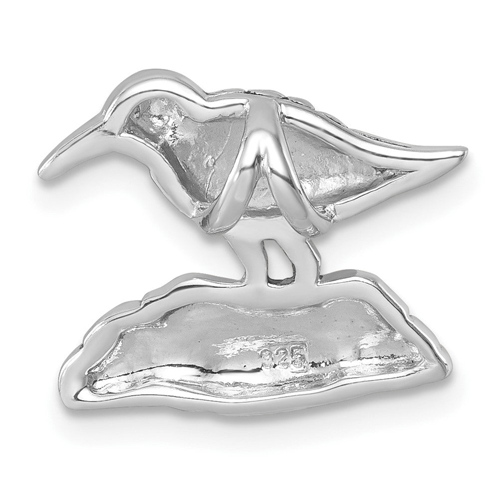 Sterling Silver Rhodium-plated Antiqued Sandpiper Chain Slide