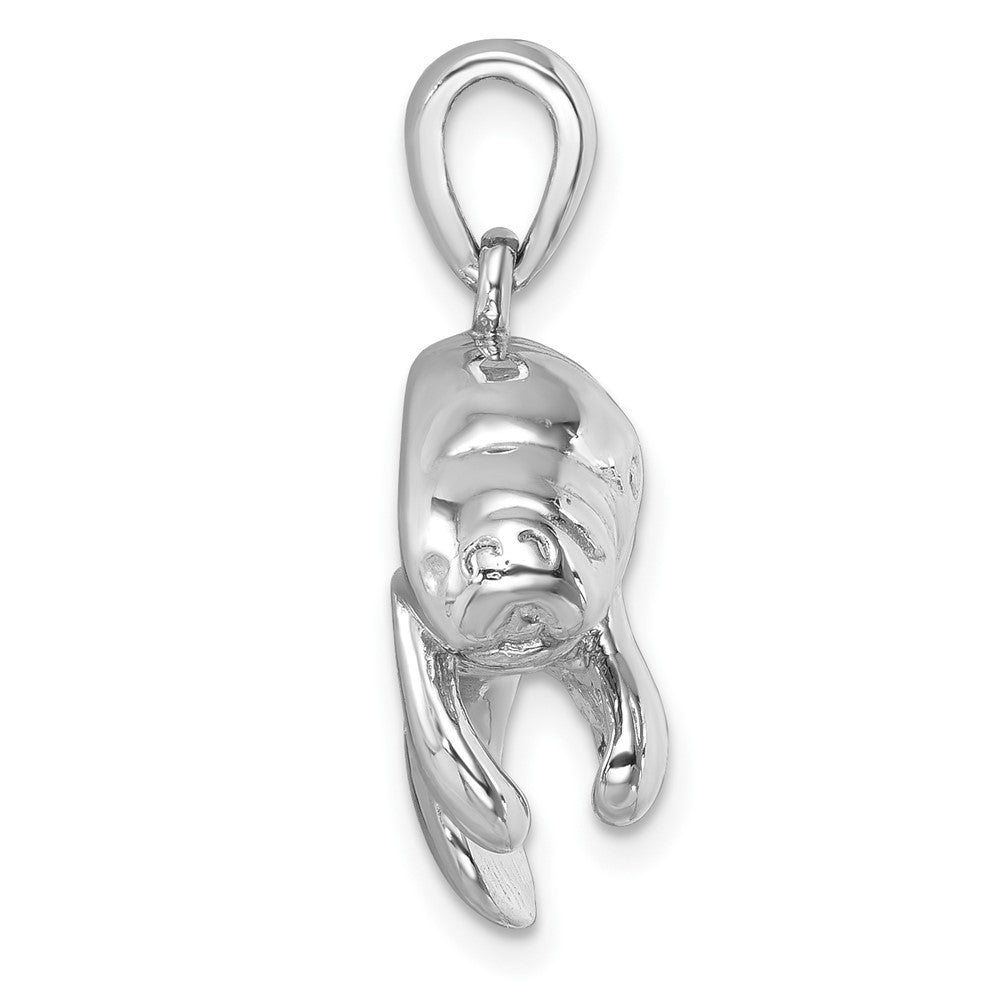 Sterling Silver Rhodium-Plated Medium Manatee Pendant