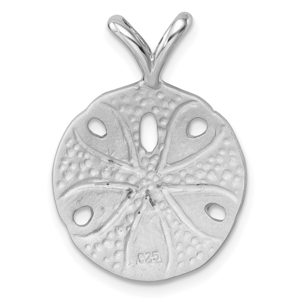 Sterling Silver Rhodium-Plated Polished & Brushed Sand Dollar Pendant
