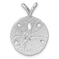 Sterling Silver Rhodium-Plated Polished & Brushed Sand Dollar Pendant
