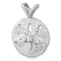 Sterling Silver Rhodium-Plated Polished & Brushed Sand Dollar Pendant