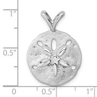 Sterling Silver Rhodium-Plated Polished & Brushed Sand Dollar Pendant
