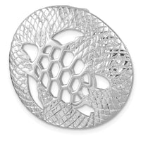 Sterling Silver Rh-Plated Polished & Textured Cutout Turtle Chain Slide