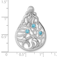 Sterling Silver Rhodium-Plated Octopus & Starfish Sealife Scene Chain Slide