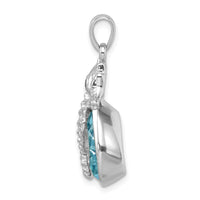 Sterling Silver Rhodium-Plated Crystal Background Seahorse Pendant