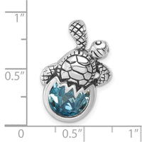 Sterling Silver Rhodium-Plated Crystal Hatching Turtle Slide