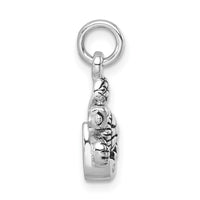 Sterling Silver Rhodium-Plated Antiqued Crystal Hatching Turtle Pendant