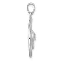 Sterling Silver Rhodium-Plated Polished & Brushed Double Wave Pendant