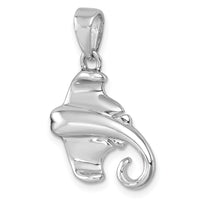 Sterling Silver Rhodium-plated Polished Cownose Stingray Pendant