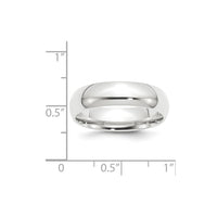 Platinum 6mm Half-Round Comfort Fit Lightweight Band