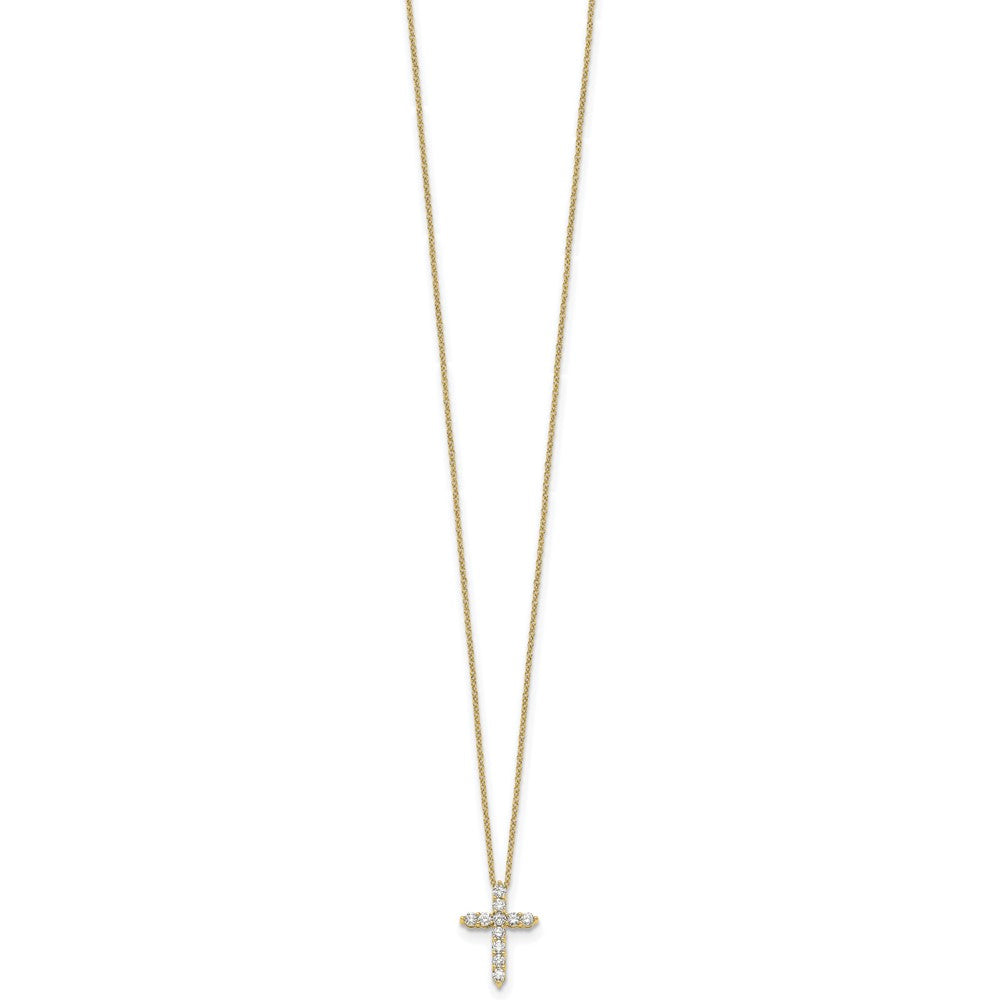 14k 1/2ct Lab Grown Diamond VS/SI+ G+ Comp 18in Cross Pendant Necklace