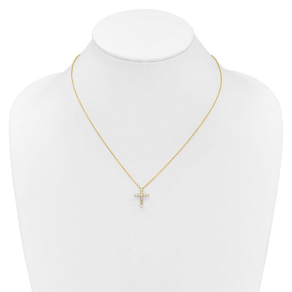 14k 1/2ct Lab Grown Diamond VS/SI+ G+ Comp 18in Cross Pendant Necklace