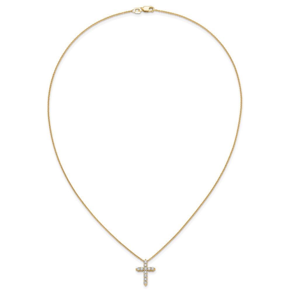 14k 1/2ct Lab Grown Diamond VS/SI+ G+ Comp 18in Cross Pendant Necklace