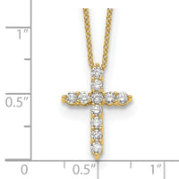 14k 1/2ct Lab Grown Diamond VS/SI+ G+ Comp 18in Cross Pendant Necklace