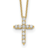 14k 1/2ct Lab Grown Diamond VS/SI+ G+ Comp 18in Cross Pendant Necklace
