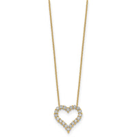 14k 1ct Lab Grown Diamond VS/SI+ G+ Comp 18 in Heart Necklace