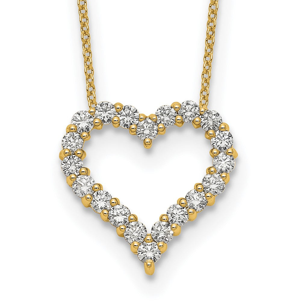 14k 1ct Lab Grown Diamond VS/SI+ G+ Comp 18 in Heart Necklace