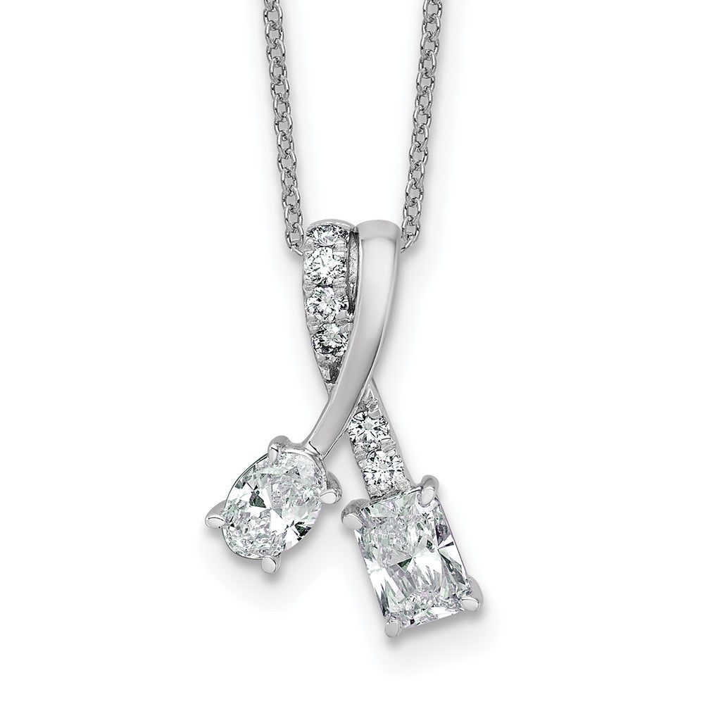 14kw 7/8ct Lab Grown Dia VS/SI+ G+ Comp 18in 2 Stone Pendant Necklace