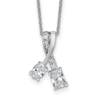 14kw 7/8ct Lab Grown Dia VS/SI+ G+ Comp 18in 2 Stone Pendant Necklace