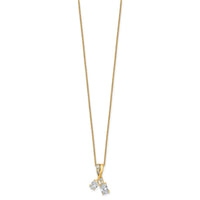 14k 7/8ct Lab Grown Dia VS/SI+ G+ Comp 18in 2 Stone Pendant Necklace