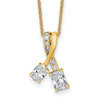 14k 7/8ct Lab Grown Dia VS/SI+ G+ Comp 18in 2 Stone Pendant Necklace