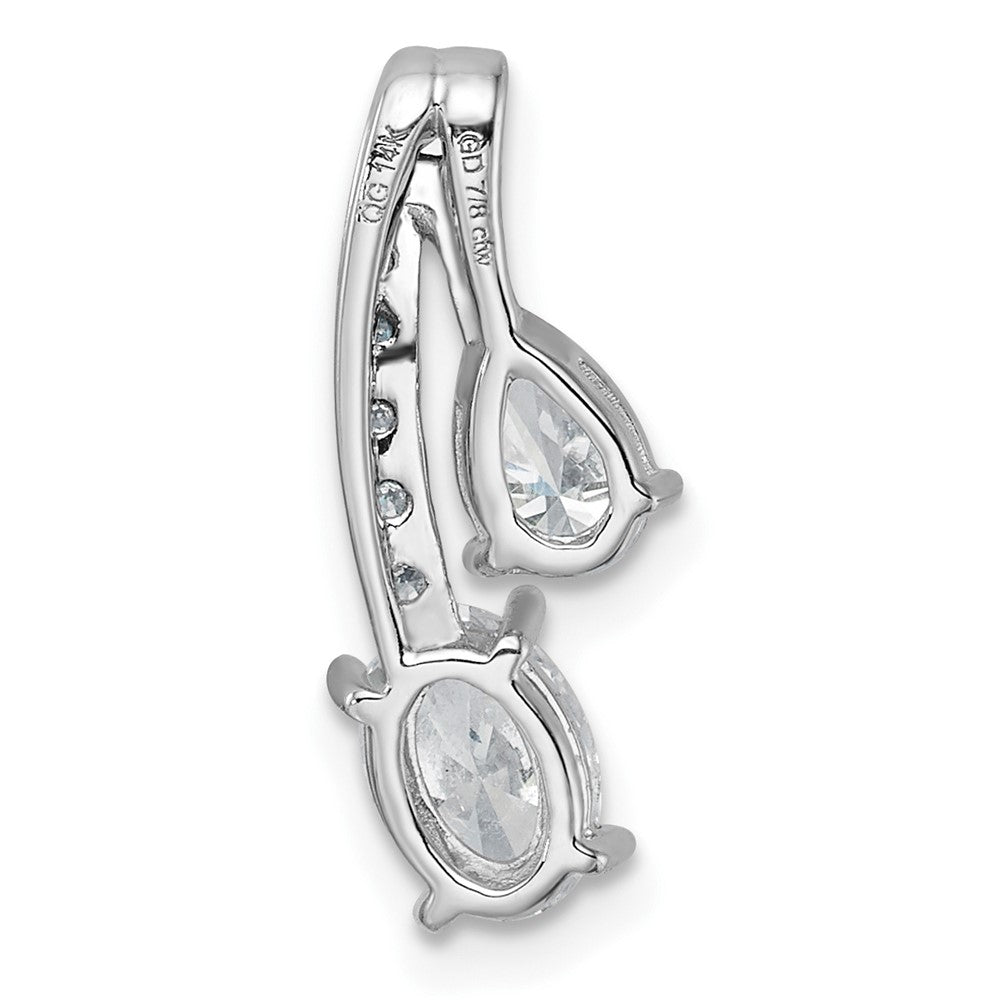 14kw 7/8ct Lab Grown Dia VS/SI+ G+ Comp 18in 2 Stone Pendant