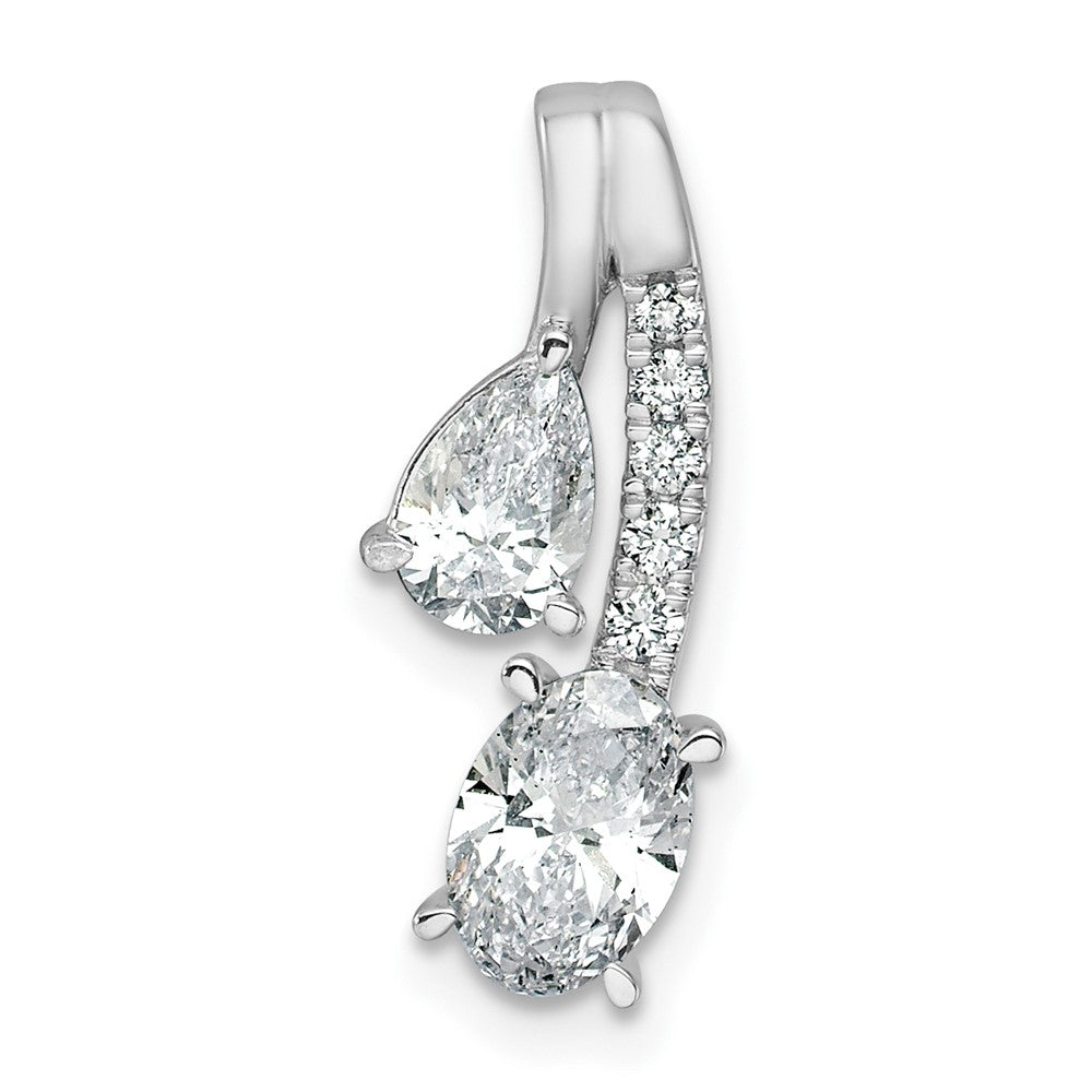 14kw 7/8ct Lab Grown Dia VS/SI+ G+ Comp 18in 2 Stone Pendant