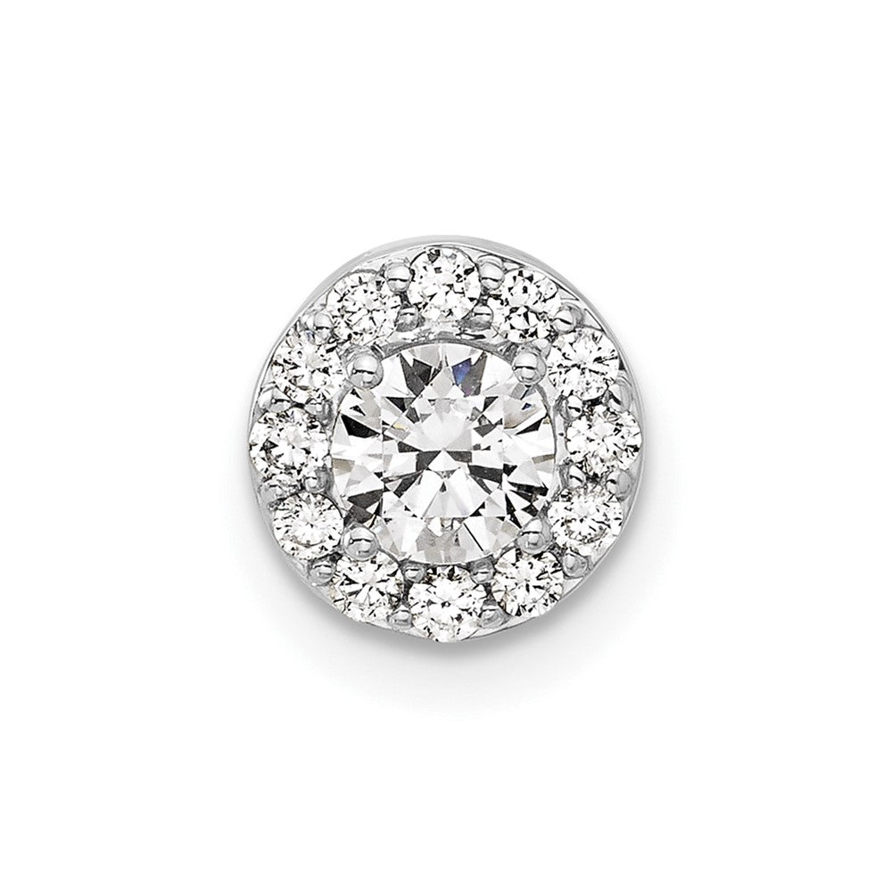 14kw 1/2ct Lab Grown Diamond VS/SI+ G+ Comp Halo Chain Slide Pendant