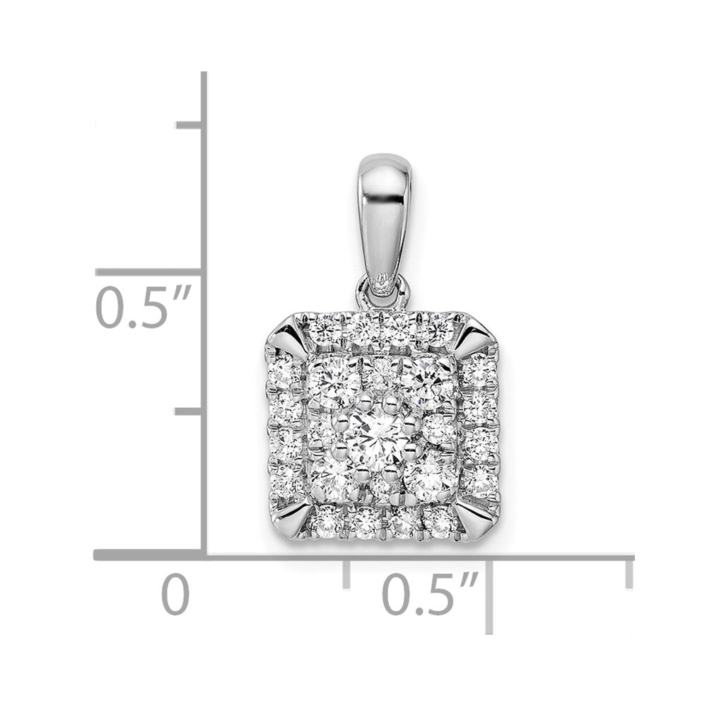 14kw 1/2ct Lab Grown Diamond VS/SI+ G+ Comp Square Cluster Pendant
