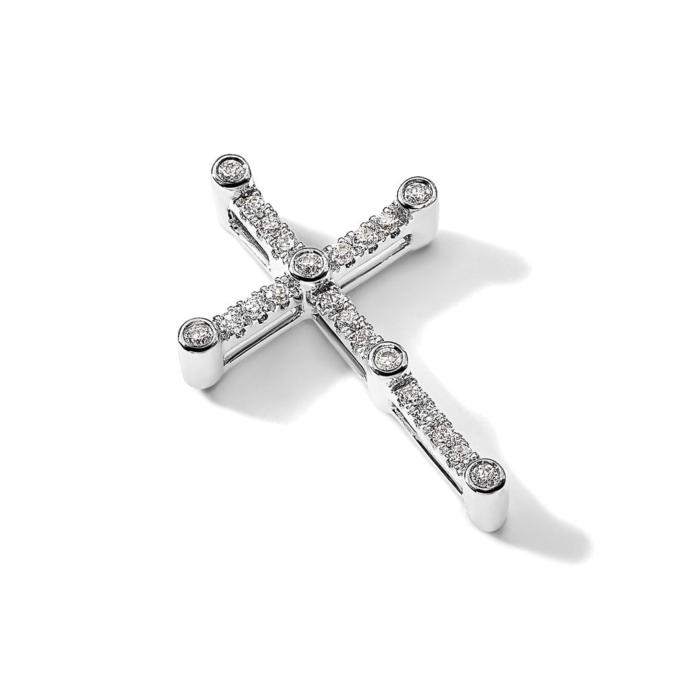 14k White Gold 1/5ct Lab Grown Diamond VS/SI+ G+ Comp Cross Chain Slide