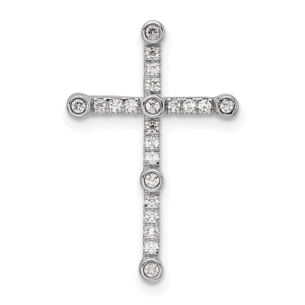 14k White Gold 1/5ct Lab Grown Diamond VS/SI+ G+ Comp Cross Chain Slide