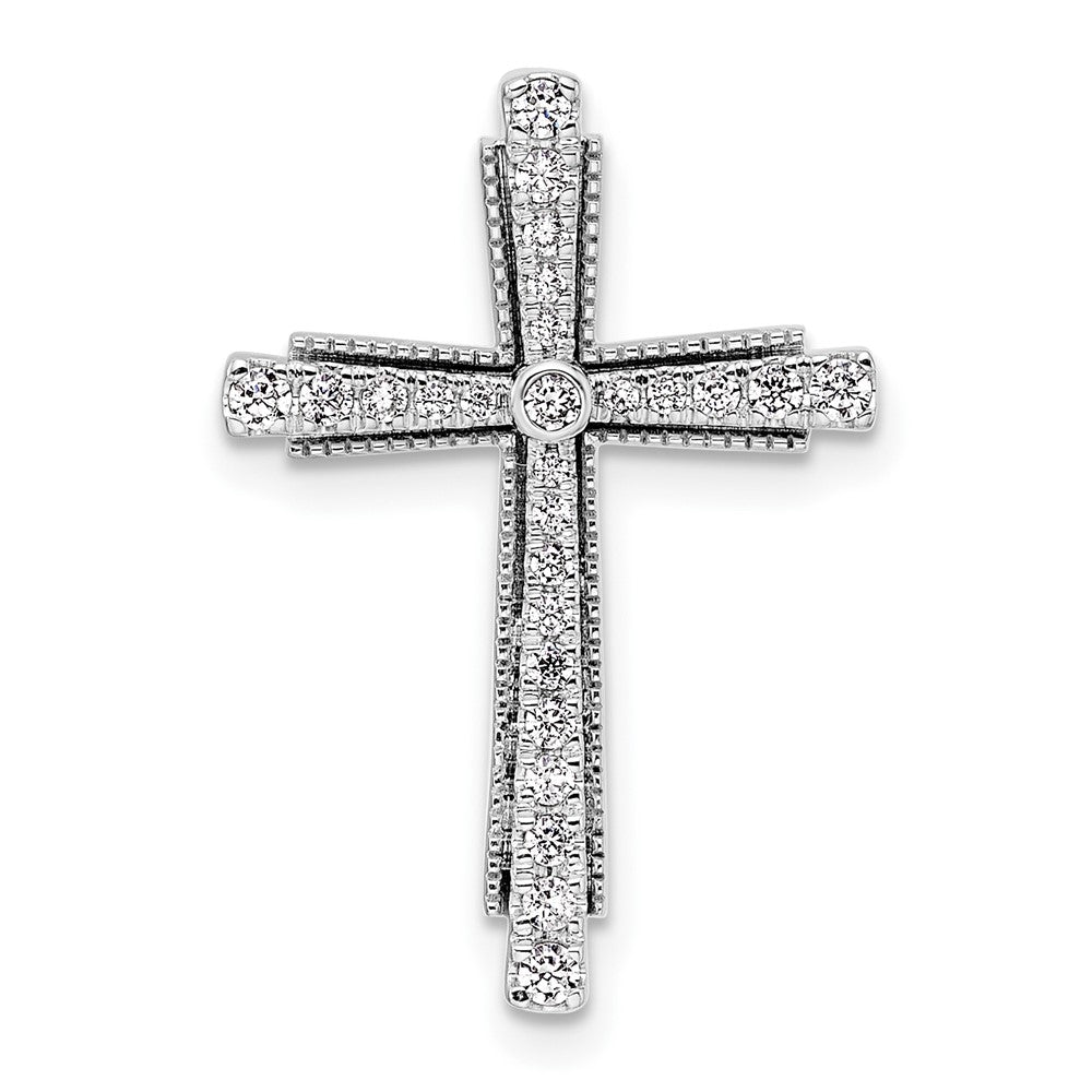 14k White Gold 1/4ct Lab Grown Diamond VS/SI+ G+ Comp Cross Chain Slide