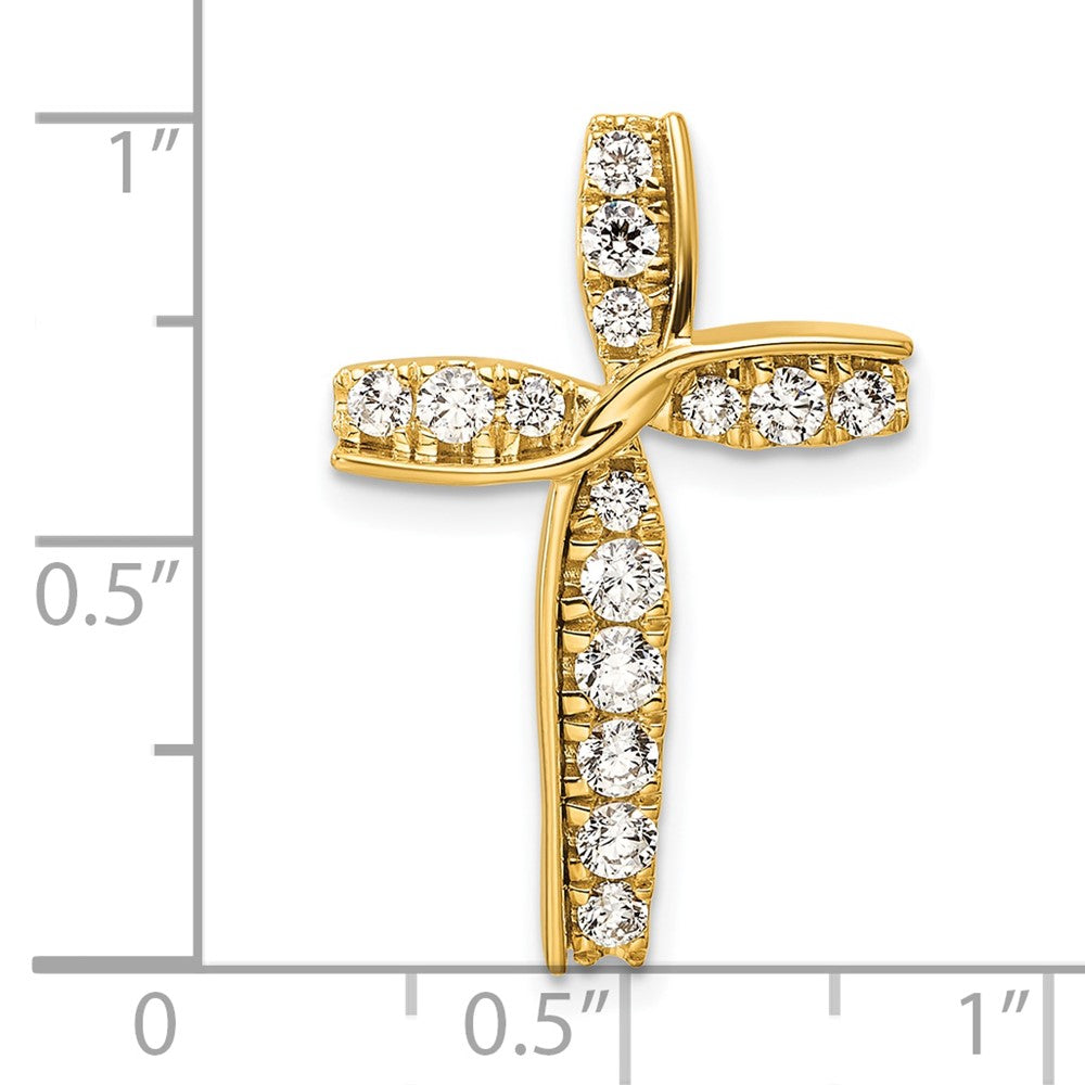 14k 1/2ct Lab Grown Diamond VS/SI+ G+ Comp Cross Chain Slide Pendant