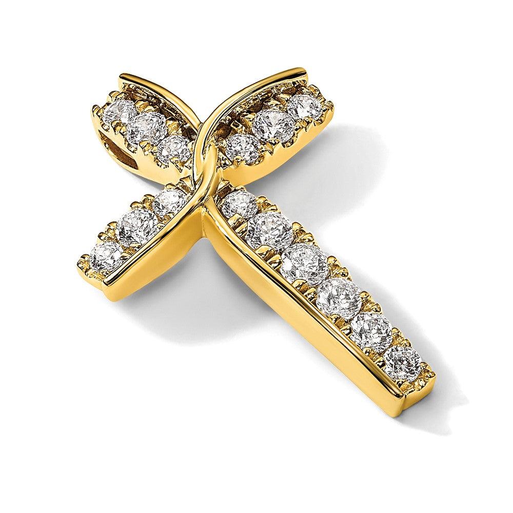14k 1ct Lab Grown Diamond VS/SI+ G+ Comp Cross Chain Slide Pendant