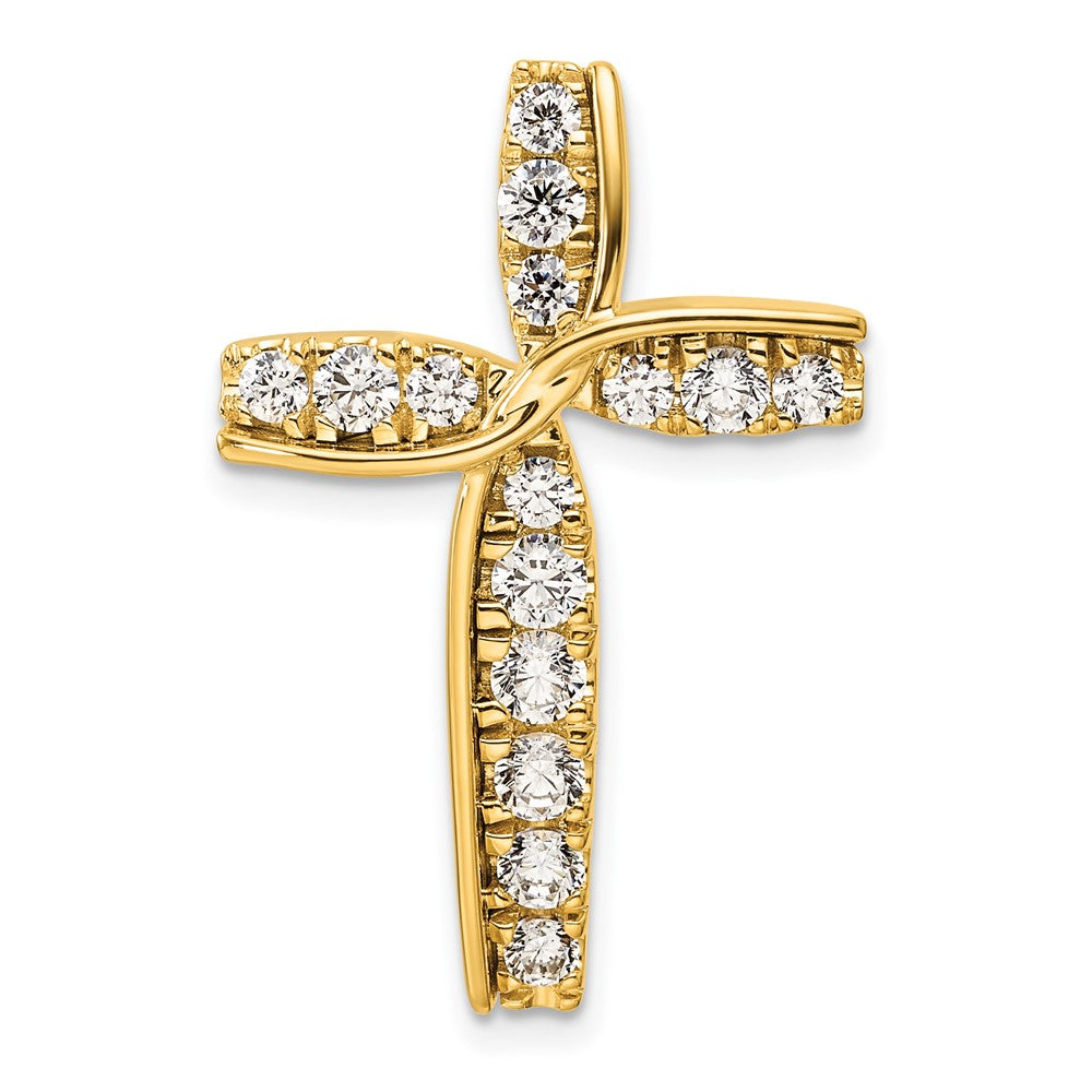 14k 1ct Lab Grown Diamond VS/SI+ G+ Comp Cross Chain Slide Pendant